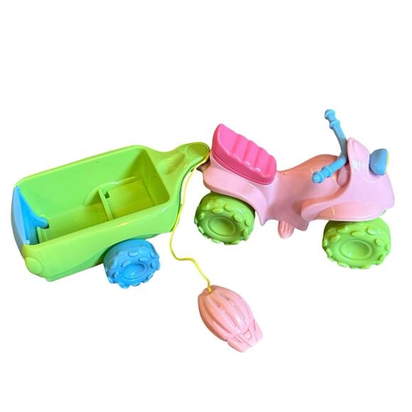 2004 Fisher-Price Loving Family Dollhouse ATV and trailer set Pink Green - Picture 1 of 4